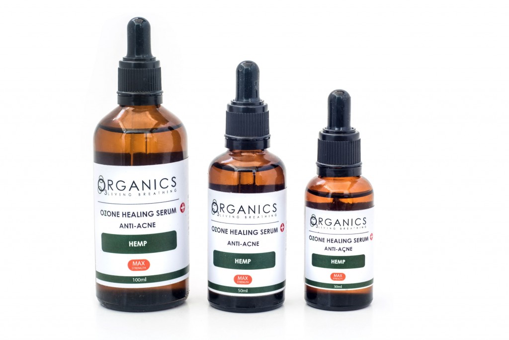 o3organics Healing Range Ozone Healing Serum Anti-Acne with Hemp in 3 sizes